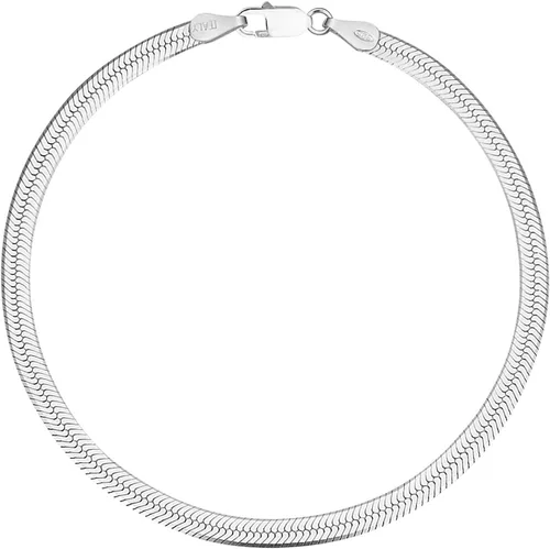 Savlano Pulsera de plata de ley 925 con diseño de espiga plana de serpiente mágica para mujeres y hombres, fabricada en Italia, viene con una caja