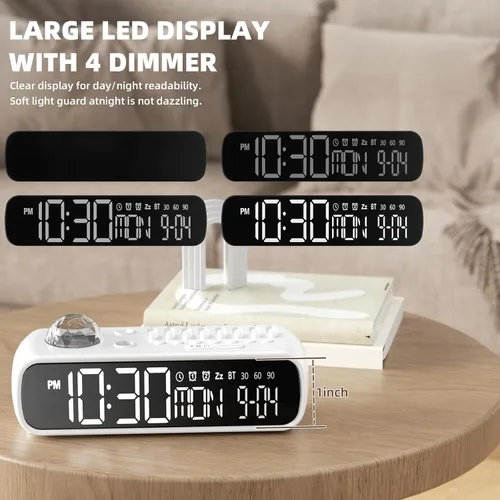 Miniatura 2 de Reloj despertador digital con máquina de sonido de ruido blanco para dormitorio, mesita de noche, reloj con temporizador de 30/60/90 minutos