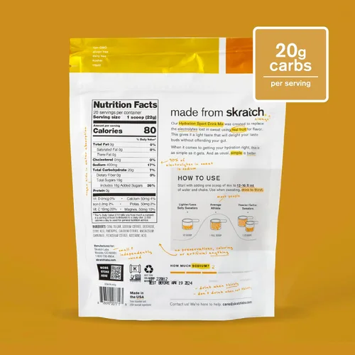 Miniatura 3 de Skratch Labs Polvo de Hidratación Mezcla de Bebida Deportiva Polvo de Electrolitos para Ejercicio, Resistencia y Rendimiento Piña 20