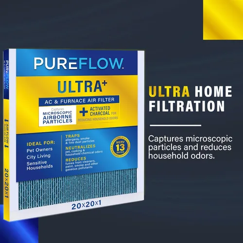 Miniatura 2 de PureFlow - Filtro de aire para horno doméstico de 12 x 12 x 1, con 4 capas de tecnología de filtración avanzada, MERV-13 paquete de 2