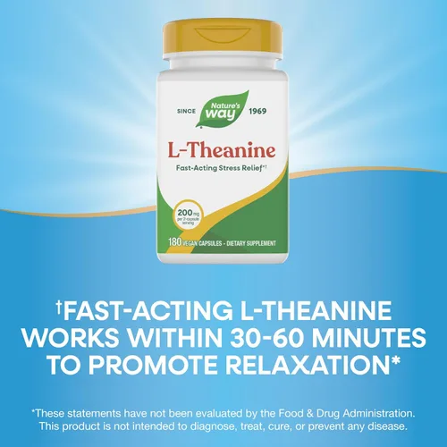 Miniatura 5 de Nature's Way L-teanina, apoyo al estrés.*, promueve la relajación*, 200 mg por porción de 2 cápsulas, vegano, 180 cápsulas (el embalaje puede variar)