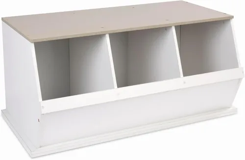 Miniatura 15 de Badger Basket Organizador apilable de almacenamiento de juguetes de tres cubos - grano de madera/gris