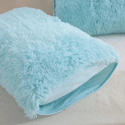 Miniatura 4 de Reafort Juego de 2 fundas de almohada estándar de pelo largo de lujo, piel sintética de 20 x 26 pulgadas con cierre de sobre
