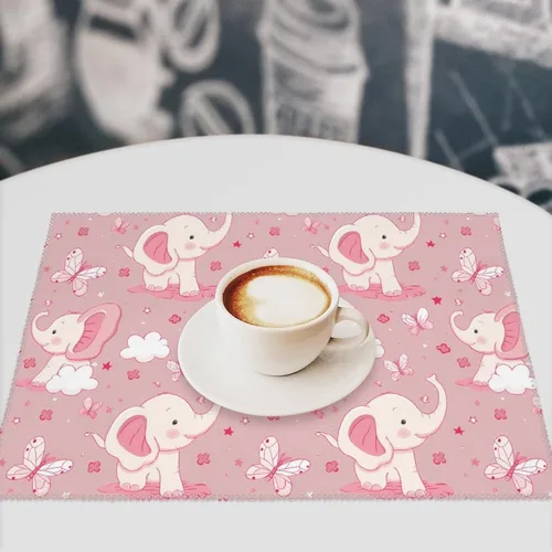 Miniatura 7 de Elephant Butterfly Placemats Set of 6 Resistant Table Mats Washable Place Mats for Dinner Party Table Decoration