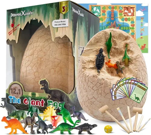 DoDoMagxanadu Kit de excavación de huevos de dinosaurio, juguetes de huevos de dinosaurio para niños, descubre huevos jumbo, kit de excavación de
