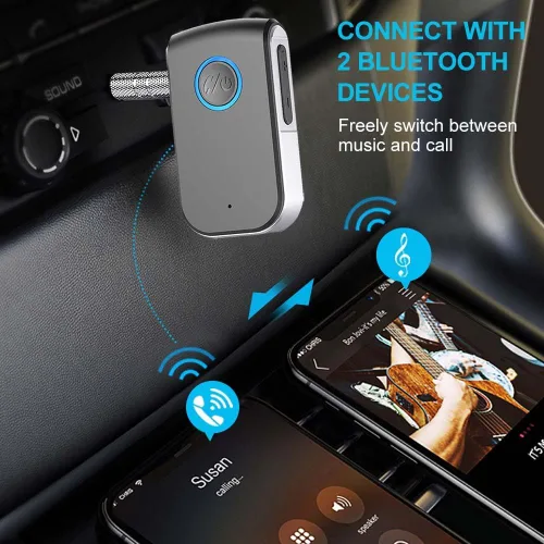 Miniatura 9 de Adaptador Bluetooth AUX para Coche, Receptor Inalámbrico AUX Bluetooth de 3.5mm Adaptador de Coche, Llamada Manos Libres para Autos, Altavoces