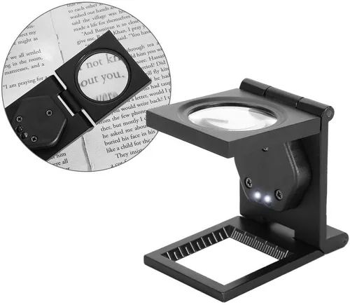 Lupa de 30X para joyeros, lupa plegable portátil de bolsillo con luz LED, lupa de aleación de zinc para reparación de computadora, herramienta de