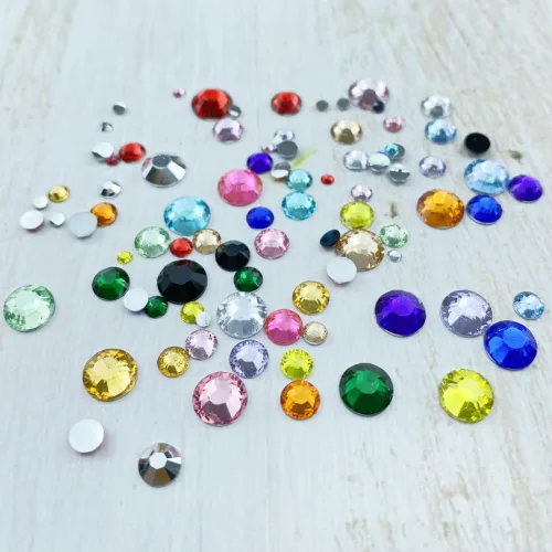 Miniatura 3 de 3000 diamantes de imitación de resina de 0.197 in con parte trasera plana redonda negra para manualidades, diamantes de imitación brillantes