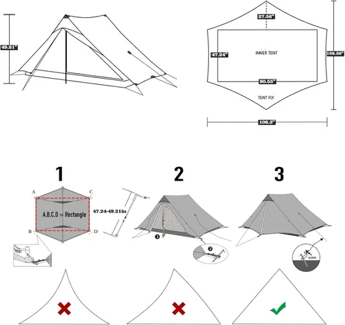 Miniatura 5 de 3F UL Gear Lanshan PRO Lanshan Tienda de campaña ultraligera Tienda de campaña ultraligera para 3 estaciones para 1 persona o 2 personas, camping
