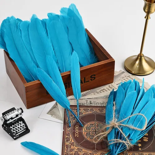 Miniatura 6 de iHUFeather 270 plumas de ganso azul aguamarina para manualidades, 2 estilos de 4 a 7 pulgadas, plumas naturales a granel para bricolaje, cosplay
