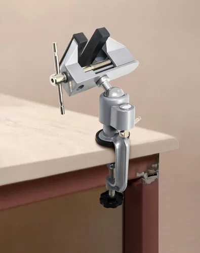 Miniatura 4 de QWORK Tornillo de Banco Universal de Mesa de 3 pulgadas que se Inclina y Gira 360°, Paquete de 2 Prensas de Banco de Trabajo Portátiles