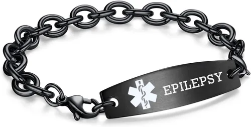 Miniatura 17 de LinnaLove Pulseras de identificación médica intercambiables Cadena de cable de acero inoxidable pulseras de alerta médica personalizables