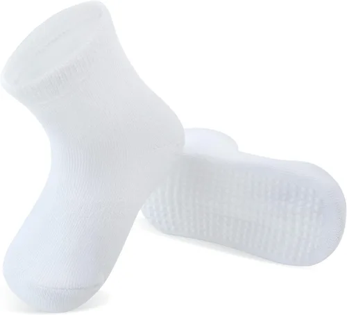 Miniatura 6 de Tenpluszero Calcetines de algodón antideslizantes para niños pequeños, calcetines de algodón con agarres para bebés, niños y niñas