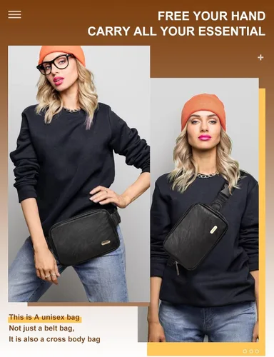 Miniatura 2 de Mini riñonera unisex, Negro -, Bolsa de cinturón