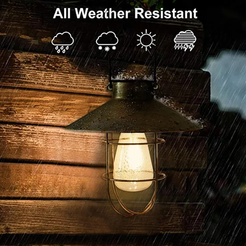 Miniatura 4 de pearlstar Lámpara Solar Colgante para Exterior, Lámpara de Metal con Bombilla Edison Blanca Cálida, Diseño para Jardín, Patio, Porche, Decoración