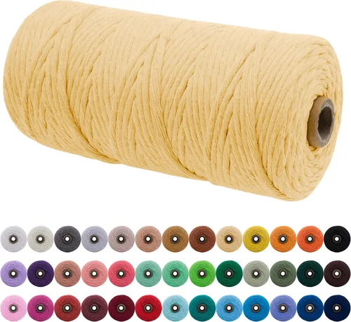 Miniatura 98 de JeogYong Cordón de macramé de un solo hilo 2mm x 164 yardas (492 pies) Cuerda de algodón suave, hilo de macramé 2 mm, suministros de macramé