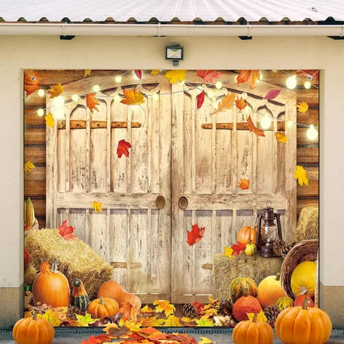 Miniatura 8 de Preboun Cartel de otoño para puerta de garaje de 6 x 13 pies, telón de fondo de Acción de Gracias, cubierta de puerta colgante de otoño, decoración