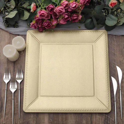 Miniatura 13 de Efavormart - Paquete de 10 bandejas cuadradas de 13 pulgadas, 1100 GSM, de cuero extra rígido con textura de cartón, platos para bodas de otoño