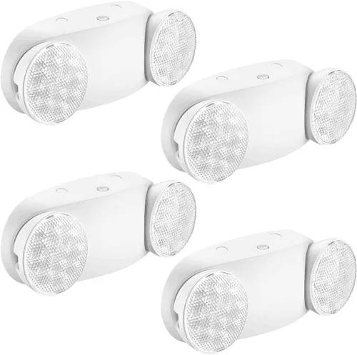 OSTEK Paquete de 4 accesorios de iluminación LED de salida de emergencia con dos cabezales, luz de emergencia LED integrada ajustable estándar de