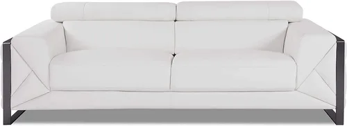 BlackJack Furniture Gianni - Sofá de cuero italiano de grano superior con reposacabezas ajustables de 9 posiciones, patrón geométrico contemporáneo,