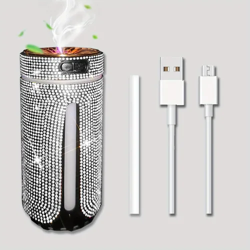 Miniatura 7 de Humidificador de coche con diamantes de imitación, humidificador USB de aceite esencial para coche, humidificador de aromaterapia, portátil, mini