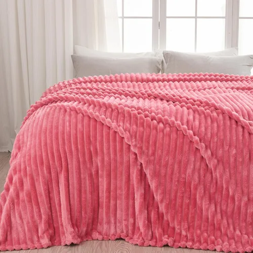 Miniatura 25 de NEWCOSPLAY Manta de Tiro Súper Suave Aqua Franela Sedosa Premium Forro Polar Jacquard Acanalado 3D Ligero Manta de Cama Uso en Todas las Estaciones