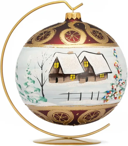 Miniatura 28 de Adorno de Navidad de Polish Gallery, Explosión Invernal, Bola de Vidrio Soplado (Oro, 6-pulgadas Ø/150mm)