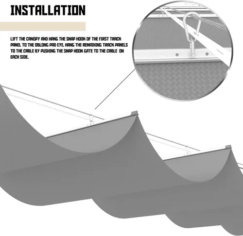 Miniatura 4 de Patio Cubierta de Sombra Impermeable para Pérgola de 4 pies de ancho x 12 pies de largo, Repuesto de Toldo Retráctil, Cubiertas de Tela para Gris