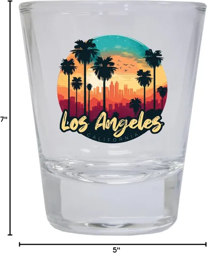 Miniatura 2 de Los Angeles California Souvenir - Vaso de chupito redondo (1.5 onzas), transparente