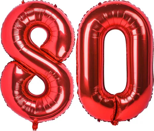 Miniatura 26 de Globo gigante de helio de 40 pulgadas, número 0 rojo, de poliéster, película de aluminio, 0-9, para niña y niño, autoinflable, dígito cero