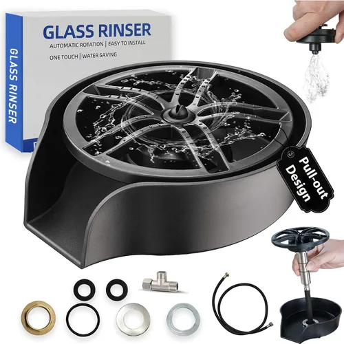 Enjuagador de Vidrio para Fregadero de Cocina, Enjuagador de Vidrio de Alta Presión con Boquilla Giratoria de 360 Grados con Diseño de Pistola