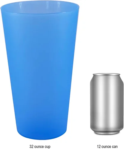 Miniatura 8 de Vasos de plástico de 32 onzas, sin BPA, reutilizables, aptos para lavavajillas, juego de 12 en 4 vasos grandes de colores surtidos Colores costeros