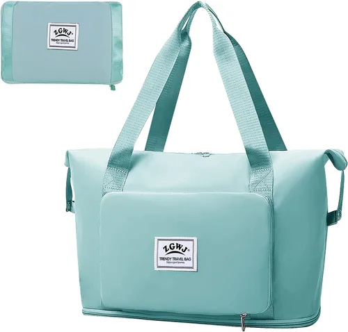 ZGWJ Bolsa de viaje de lona, impermeable, plegable y expandible, bolsa de fin de semana para natación, deportes, gimnasio