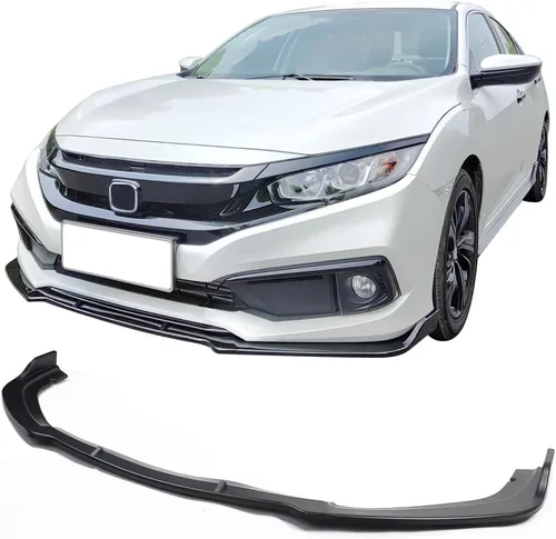 Miniatura 10 de IKON MOTORSPORTS, Borde de parachoques delantero compatible con Honda Civic 2019-2021, estilo V4, color negro brillante, alerón de barbilla Brillo