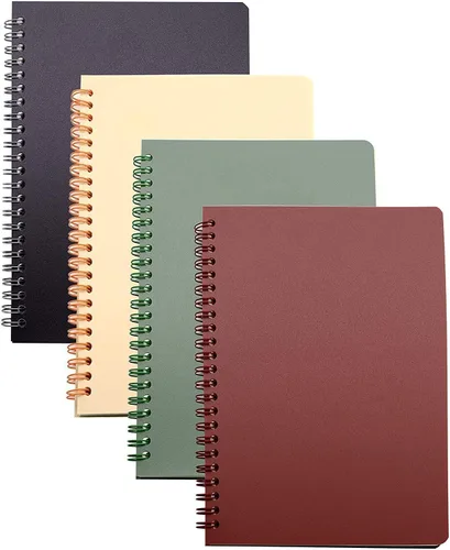 Miniatura 7 de Yansanido Cuaderno en espiral, 4 piezas de 21 cm x 15 cm, A5, de plástico grueso morado, con tapas duras, 80 hojas - 160 páginas con líneas de 8 mm