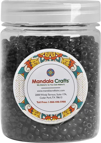 Miniatura 9 de Mandala Crafts Cuentas de cristal 6/0 para abalorios – 2500 cuentas redondas negras pequeñas Rocaille de 0.157 pulgadas para hacer joyas, collares