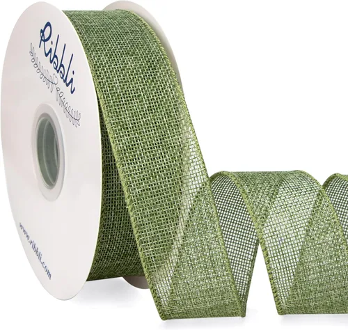 Miniatura 10 de Ribbli Cinta de arpillera natural con alambre, 1 pulgada x 20 yardas continuas, cinta de borde con alambre para coronas, lazos grandes, decoración