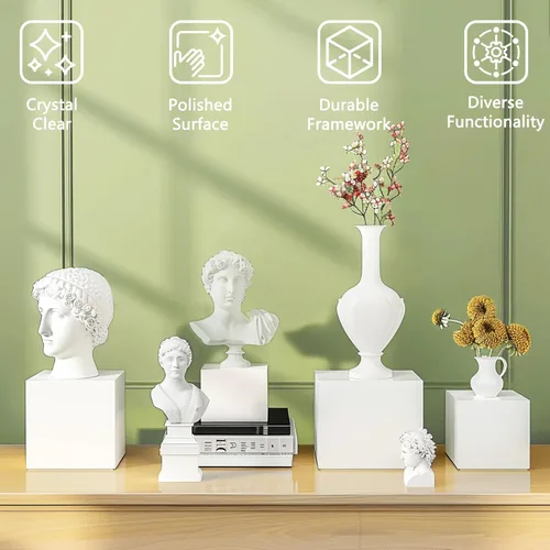 Miniatura 4 de 6 Piezas Elevadores de Buffet, Elevadores de Alimentos para Mesa de Buffet, Elevadores de Exhibición de Cubos Acrílicos con Parte Inferior Hueca