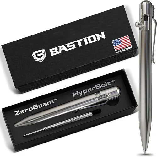 Miniatura 10 de BASTION Bolt Action Pen - Bolígrafo HyperBolt EDC de aluminio negro, bolígrafo de escritura de metal premium, tinta suave, bolígrafo de bolsillo