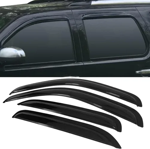 IKON MOTORSPORTS - Visera de ventana compatible con Chevy Tahoe GMC Yukon 2007-2014, estilo delgado, acrílico, ahumado, 4 unidades, protección