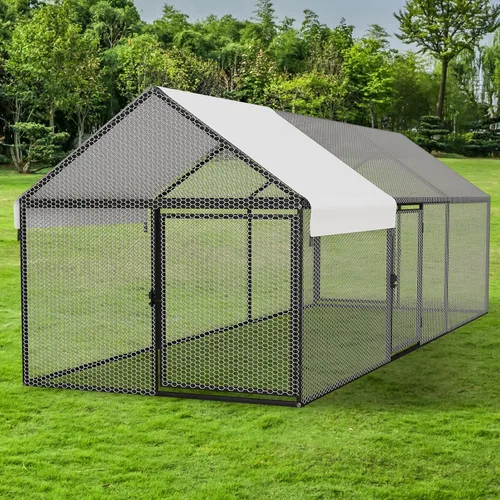 Miniatura 8 de NUGRIART Gallinero de Metal con Cubierta Impermeable, 79"x40"x40" Jaula Portátil para Aves de Corral, Gallinero Exterior para Patio Trasero Granja