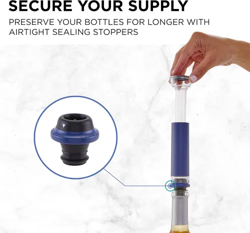 Miniatura 5 de Ivation Juego de regalo de vino todo en uno – Incluye abridor eléctrico de botellas, dispensador aireador, bomba preservadora, 2 tapones de corcho