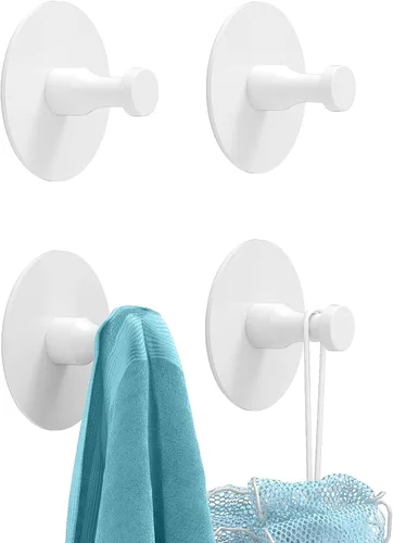 Miniatura 8 de STWWO Ganchos Adhesivos para Paredes Sin Daños 4 Piezas, Ganchos para Toallas de Aluminio Resistente con Adhesivo Fuerte para Baños para Ducha Negro