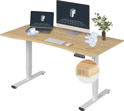 Miniatura 37 de FlexiSpot E6 Bamboo - Escritorio eléctrico de pie de 3 etapas con motor dual de 48 x 24 pulgadas, soporta 220 libras, altura ajustable con ajustes
