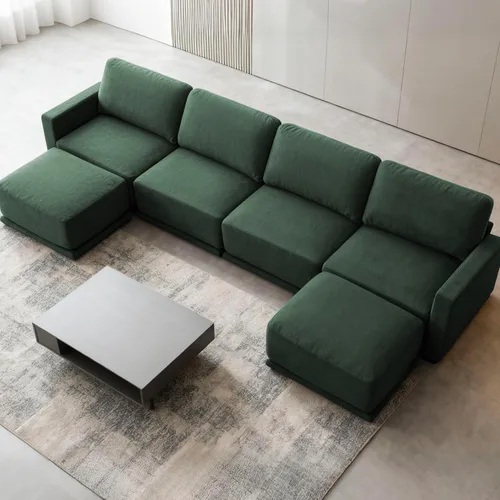 Miniatura 24 de Sofá modular de 79 pulgadas para sala de estar pequeña, sofá moderno en forma de L con otomana, juego de sofá de felpilla de 3 piezas para muebles