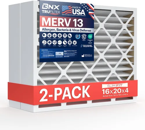 Miniatura 60 de BNX TruFilter - Filtro de aire 10 x 10 x 1 MERV 13, electrostático plisado, para aire acondicionado, HVAC y hornos, para alergias, polen, moho
