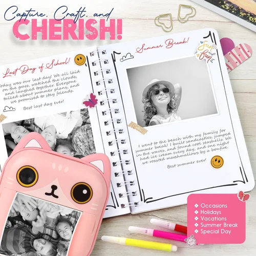 Miniatura 2 de Kit Photomaker - Cámara de impresión instantánea para niños más kit de diario DIY para niñas - 150 piezas diario y cámara para preadolescentes