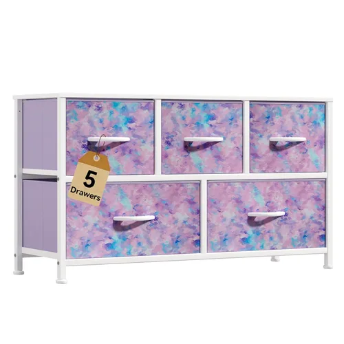 Miniatura 11 de DWVO Cómoda de 4 cajones, cómoda pequeña para dormitorio, torre de almacenamiento de tela, cómoda, unidad organizadora para armarios, sala de estar