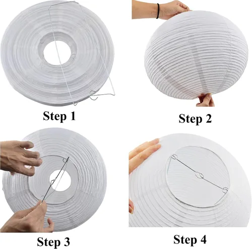 Miniatura 8 de Faroles de papel, 2 linternas chinas redondas grandes de 16 pulgadas, lámpara colgante plegable, lámpara colgante de papel para el hogar