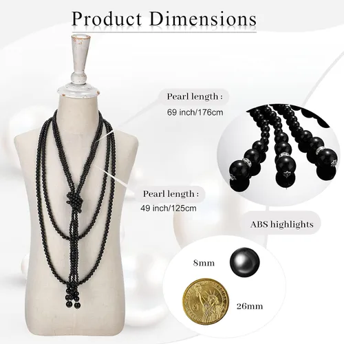 Miniatura 2 de Collar largo de perlas de imitación collar incluye para mujeres de 69 pulgadas de perlas en capas collar con 2 piezas collar de perlas anudadas